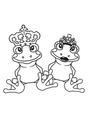 prinz könig froschkönig paar pärchen liebe verliebt 2 freunde prinzessin königin hübsch schön mädchen frau weiblich krone frosch sitzend süß niedlich klein comic cartoon clipart