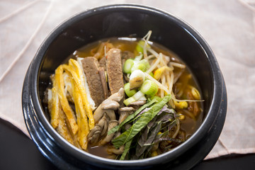 Spicy Korean soup which is called Yukgaejang