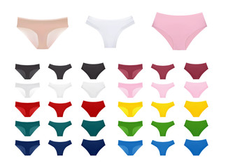 Women underwear collection of different colors, vector eps10 illustration isolated on white background