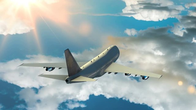 Airplane flying over the clouds