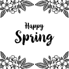 Happy spring with flower frame design vector illustration