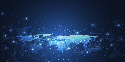 Global network connection. World map point and line composition concept of global business. Vector Illustration