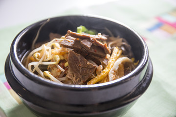 Spicy Korean soup which is called Yukgaejang