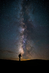 Lone Figure with Milky Way Background