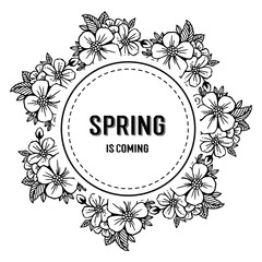 Spring is coming with flower frame hand draw vector illustration