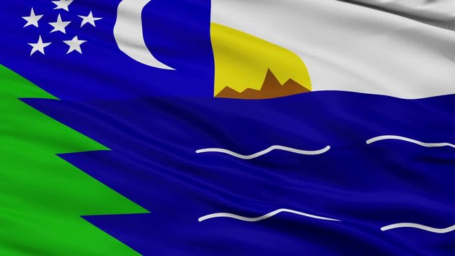 Paita closeup flag, city of Peru, realistic animation seamless loop - 10 seconds long