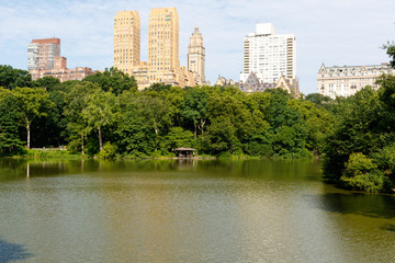 Apartment buildings on the border of Central Park in New York City