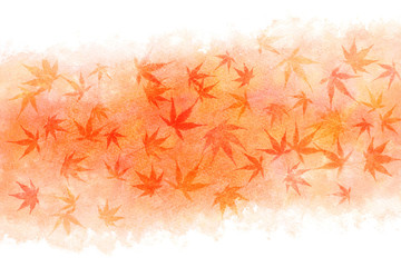 もみじ 紅葉 秋 水彩 背景