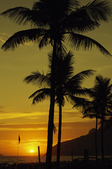 Fototapeta na wymiar Sunset over Ipanema beach in Rio de Janeiro