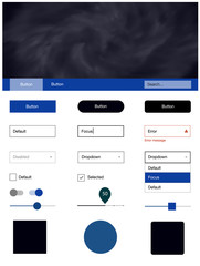 Dark BLUE vector design ui kit with universe stars.
