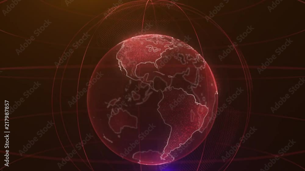Poster pixel planet earth animation. animation of space with digital exploding earth, abstract world map ba