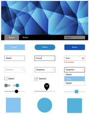 Light BLUE vector web ui kit in polygonal style.
