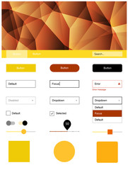 Light Orange vector web ui kit in polygonal style.