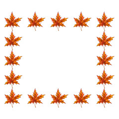 Beautiful frame of bright maple leaves isolated on white background. Autumn design. Vector illustration.