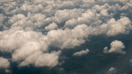 Clouds float over mountains