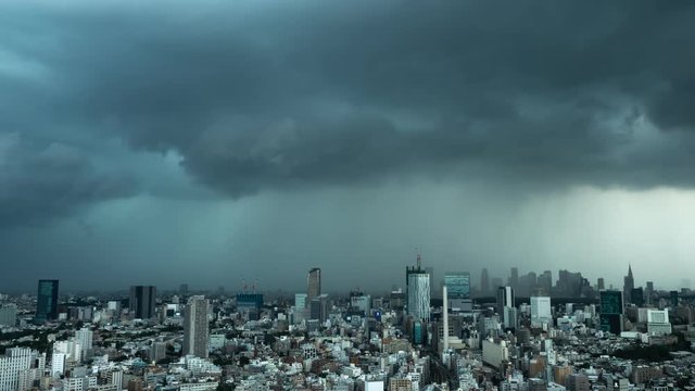 東京・雨・ゲリラ豪雨・タイムラプス・4K