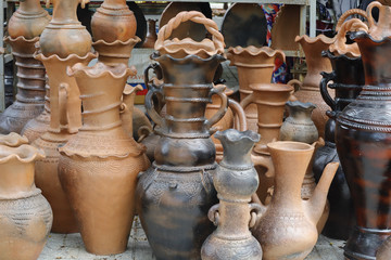 Fototapeta na wymiar Ceramic products in Ninh Thuan of Cham people