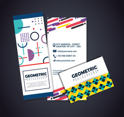 set postcards with figures geometrics and colors