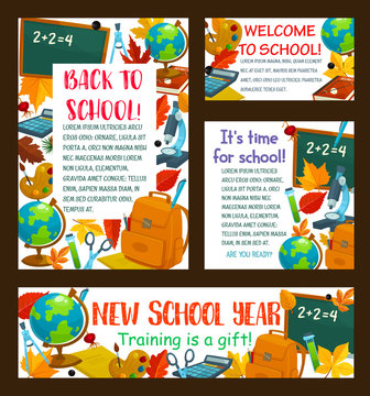 Back to School vector education stationery posters