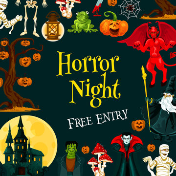 Halloween horror night party invitation banner