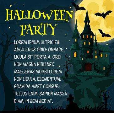 Halloween holiday festive poster with spooky house