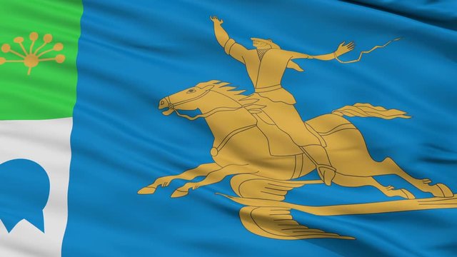 Salavat closeup flag, city of Russia, realistic animation seamless loop - 10 seconds long