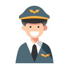Pilot captain flat illustration