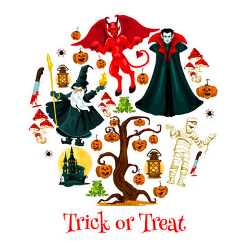 Halloween trick or trear festive poster design