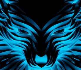 Abstract Vector Powerful Cyan Wolf