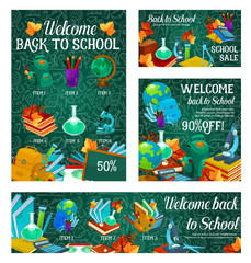 School sale banner with special offer template