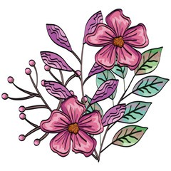 beautiful flowers and leafs decoration