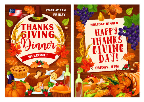 Vector Thanksgiving Day invitation posters