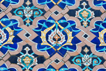 Mosaic decoration of Saint Petersburg Mosque. Russia