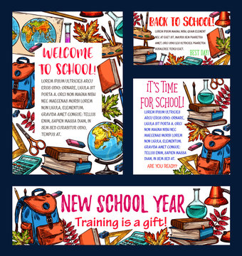 Back to school sketch banner or greeting card