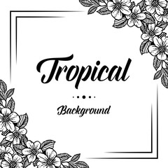 Card of tropical hand draw with flower vector illustration