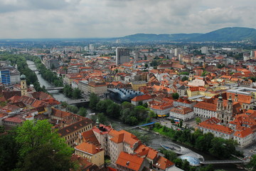 Fototapeta premium Panorama of the cozy Austrian town Graz