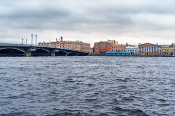 Obraz premium View of English Embankment and Annunciation Bridge. Saint Petersburg. Russia
