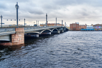 View of Annunciation Bridge and English Embankment. Saint Petersburg. Russia
