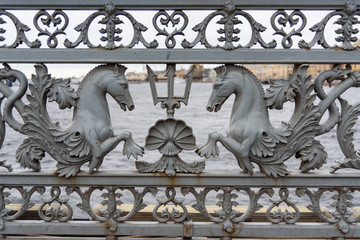 Fragment fencing of Annunciation Bridge. Saint Petersburg. Russia