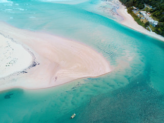 Lone Fisherman in tidal flows aerial