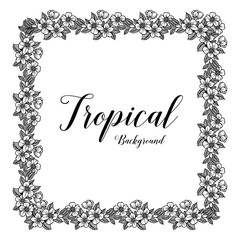 Card of tropical hand draw with flower vector illustration