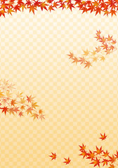 紅葉　背景　市松模様