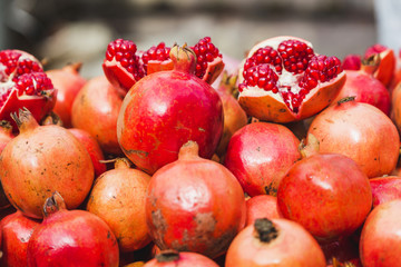 Pomegranate Fruits and Seeds for Sale in the Street