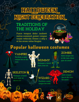 Halloween celebration poster with horror pumpkin