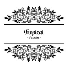 Tropical paradise with floral hand draw vector illustration