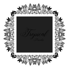 Tropical paradise with floral hand draw vector illustration