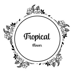 Tropical flower greetng card hand lettering vector illustration