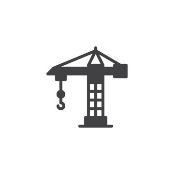 Building crane vector icon. filled flat sign for mobile concept and web design. Construction crane simple solid icon. Symbol, logo illustration. Pixel perfect vector graphics