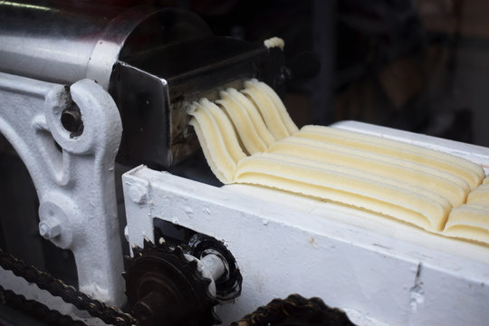 machine in the dough factory, for cooking churros