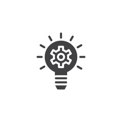Idea lamp with gear vector icon. filled flat sign for mobile concept and web design. Setting gear light bulb simple solid icon. Symbol, logo illustration. Pixel perfect vector graphics
